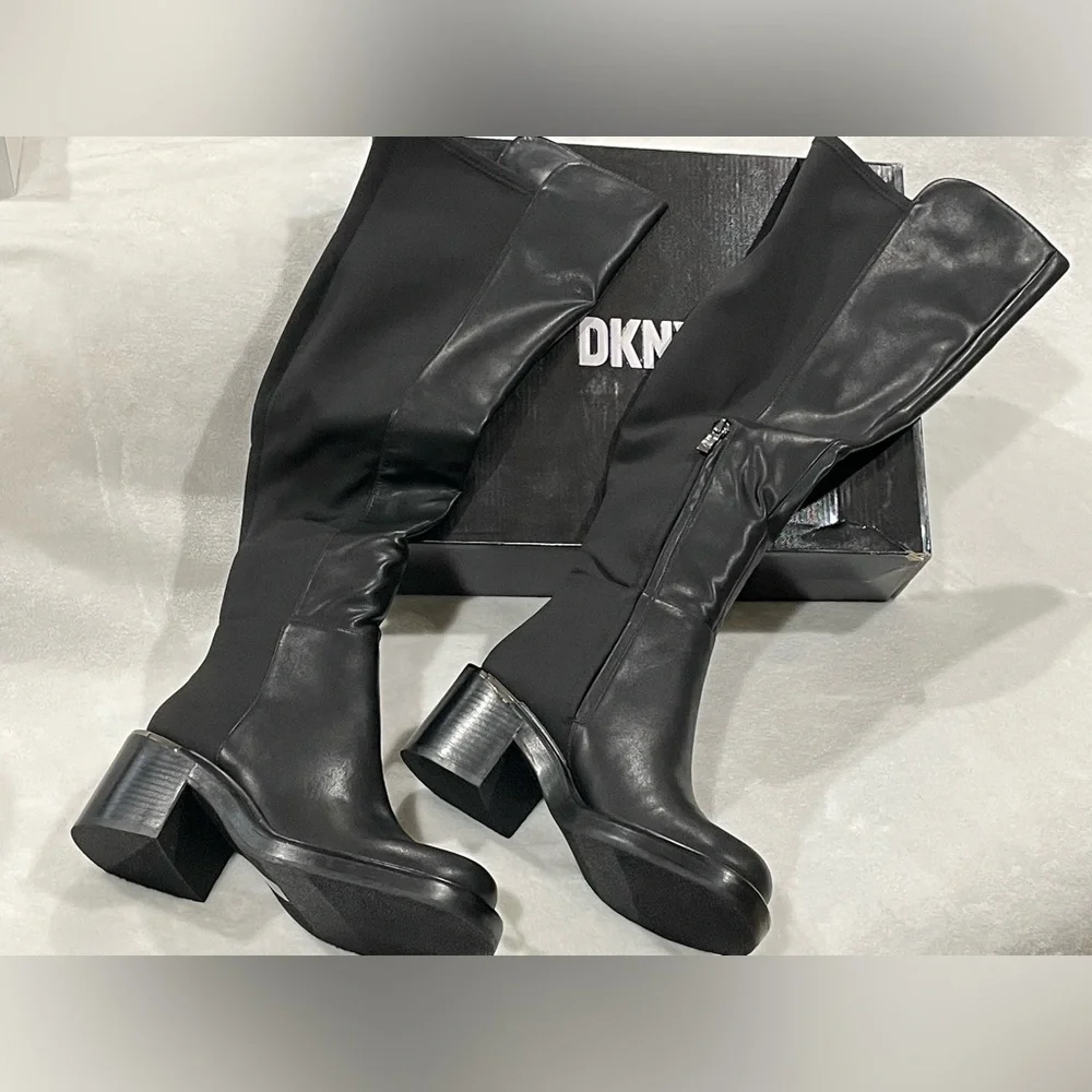 DKNY Dina Black Over-the-Knee Boots Sz 8 BNWB